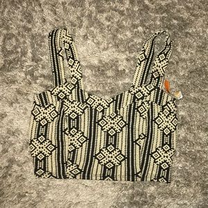 Gold and black patterned crop top